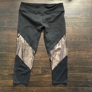 Fabletics cropped rose gold and black leggings